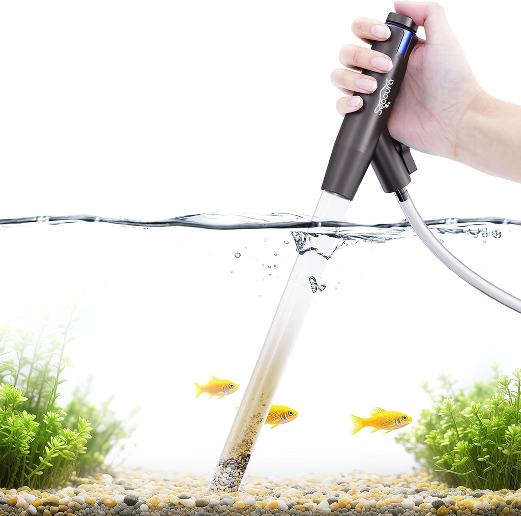 SEAOURA Aquarium Vacuum Gravel Cleaner Adjustable Fish Tank Siphon Cleaner