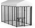 LOVMOR Outdoor Dog Kennel with Roof, Heavy Duty Steel Dog Run Enclosure by LOVMOR