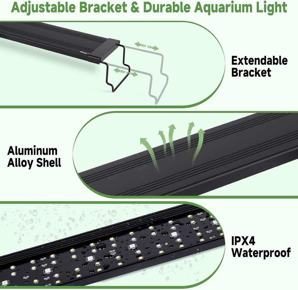 hygger LED Aquarium Light, 25W Full Spectrum Plant Lamp with Timer, 24-30"
