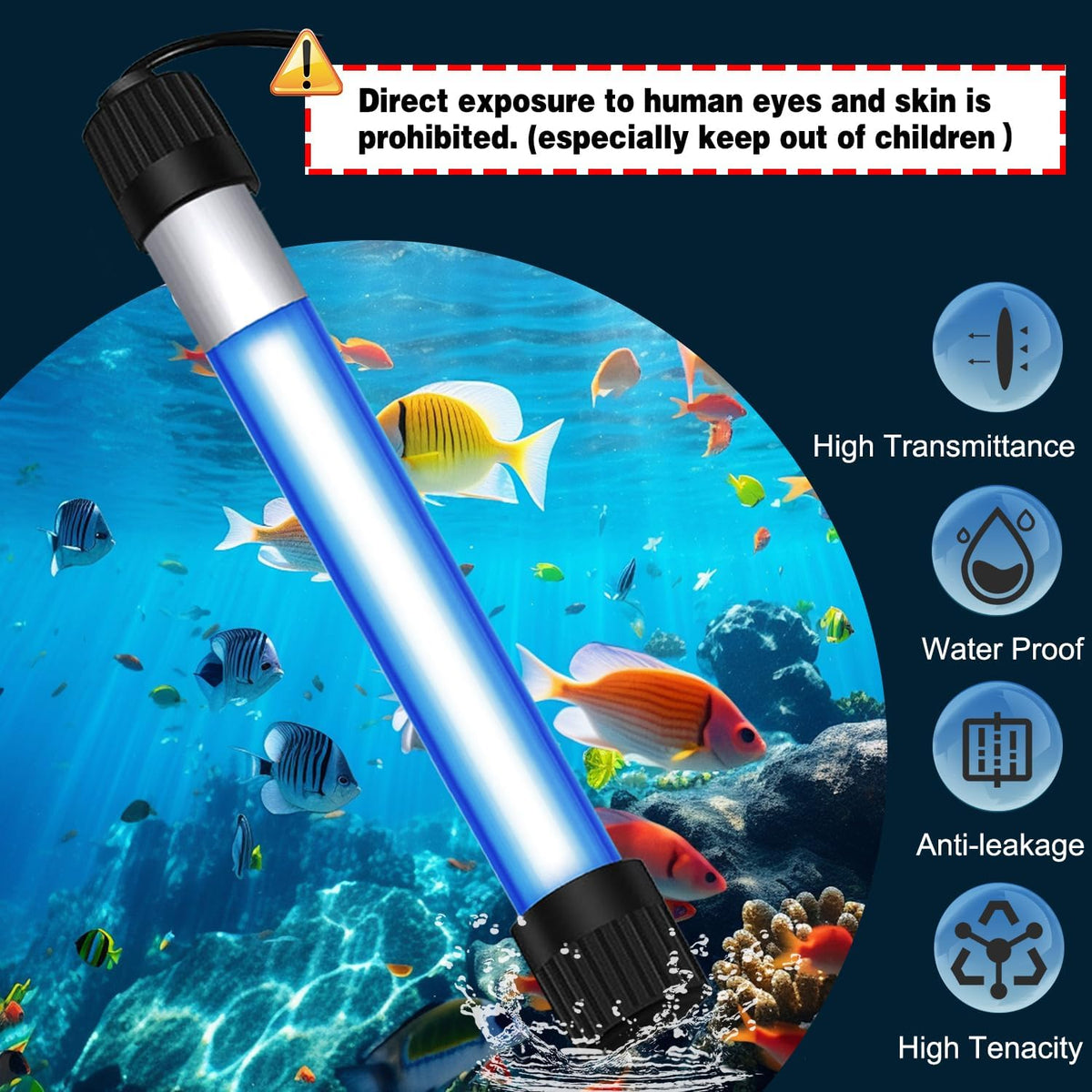 5W Timer UV Aquarium Clean Light Algae Removal Fish Tank LED Light Green Clean Waterproof for Pond Tank