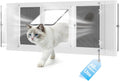 All Season Cat Door for Window with Screen Mesh & Clear Acrylic Panel,36"-40" Adjustable Width,Magnetic Closure Weatherproof Window Pet Door,Aluminum Frame Window Cat Door Insert for Sliding Windows