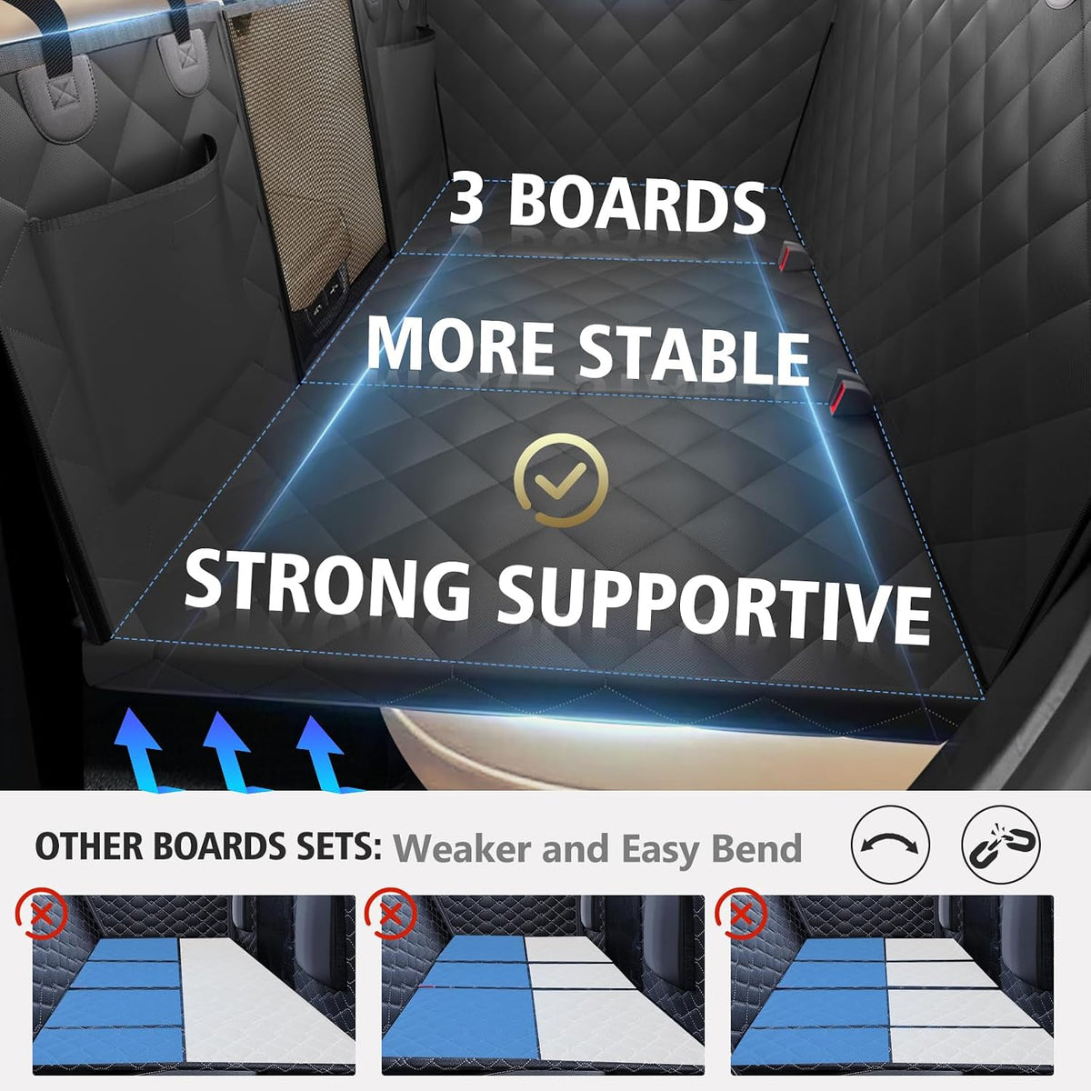 Btefd Back Seat Extender for Dogs, Hard Bottom Dog Hammock for Car & SUV