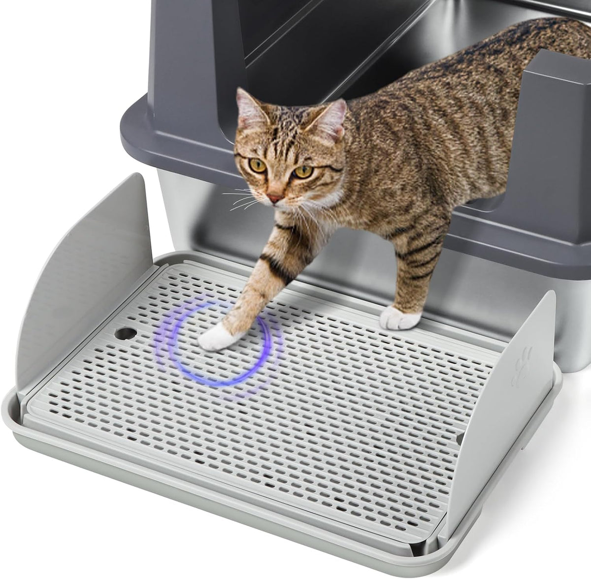 Cat Litter Box Step, Large Cat Step Ramp with Filter Function, Grey