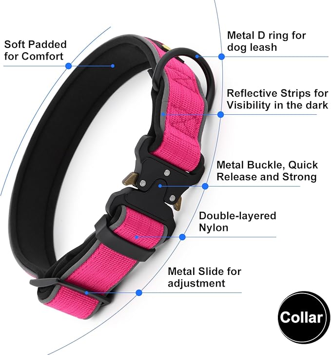 Plutus Pet Tactical Dog Collar, Reflective, Adjustable Heavy Duty Dog Collar - Image 3