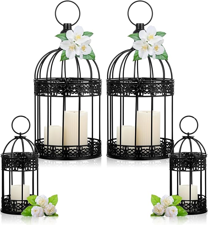 Sliner 4 Pcs Birdcage Candle Holder Valentine Decorative Bird Cages by Sliner