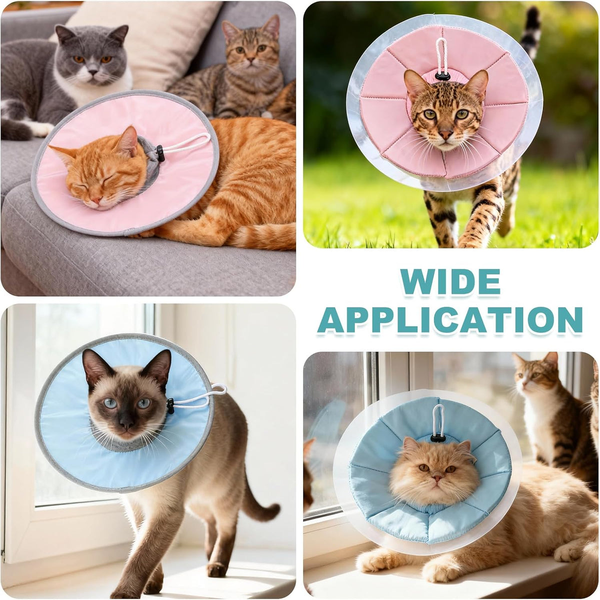 Elizabethan Collar, Cat Cone Collar Pet Cones, M, Pink
