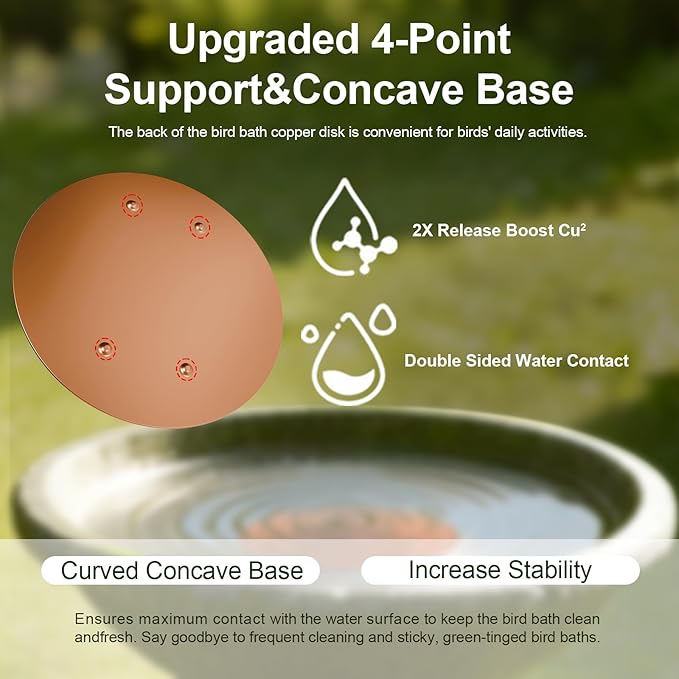 2-Pack Upgraded Bird Bath Copper Disks, 0.8mm Reinforced 99.99% Pure Copper - Image 4