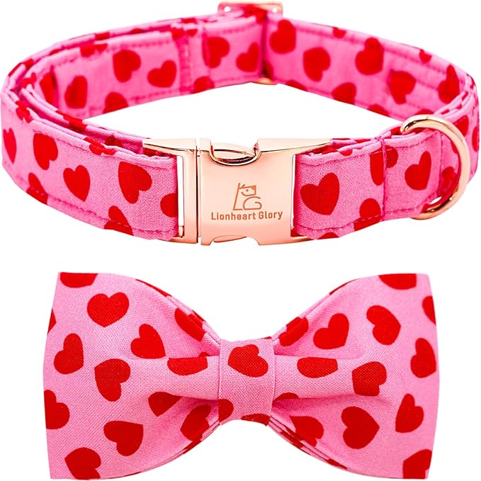 Lionheart glory Dog Bow Collar Valentine's Day Dog Collar by LionheartGlory