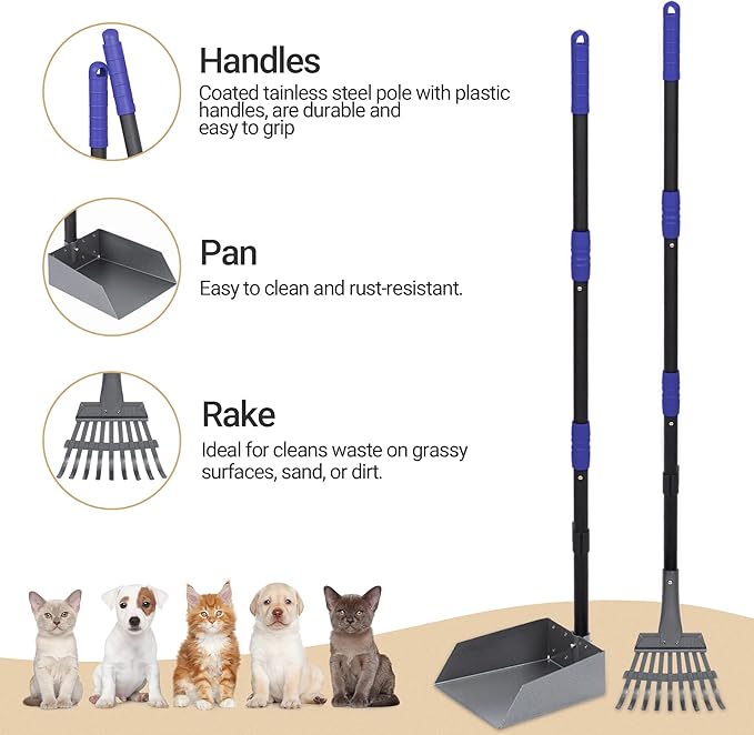 Heeyoo Dog Pooper Scooper, Dog Poop Tray and Rake Set, Pet Waste Removal Scoop - Image 2