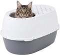 IRIS USA XX-Large Top Entry Cat Litter Box, Dog Proof, Gray/White