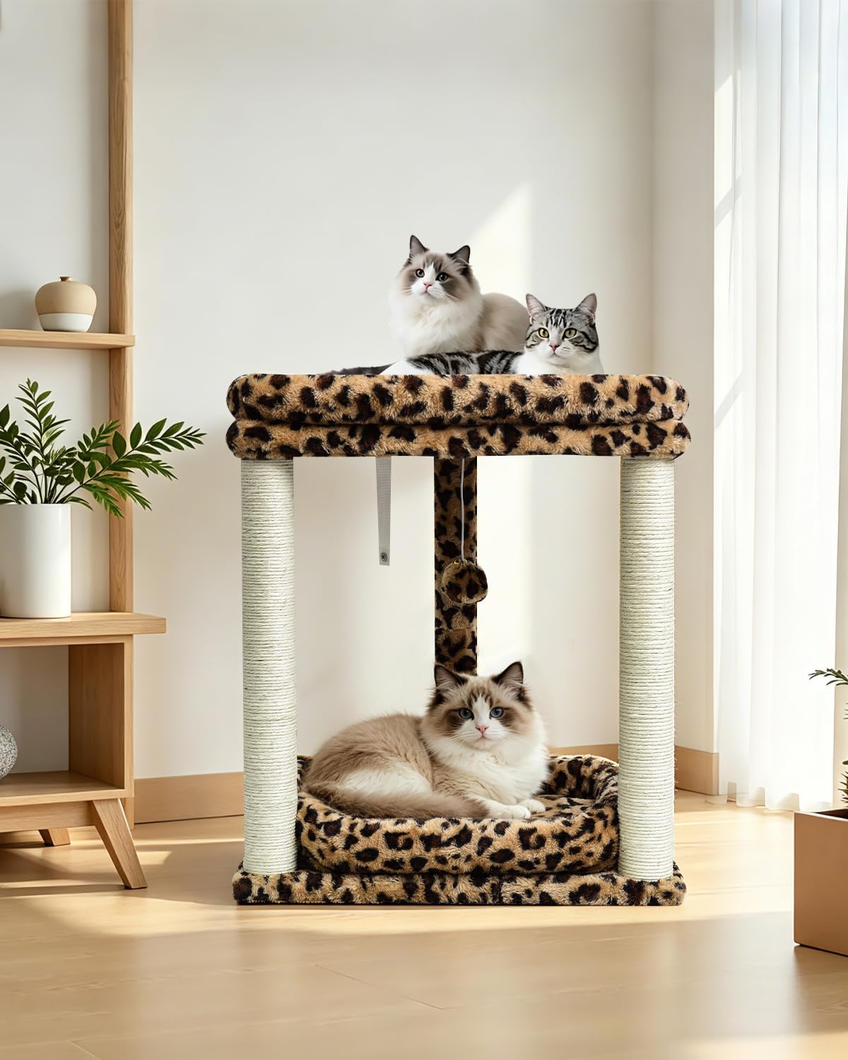 SYANDLVY Cat Tree with 2 Levels Perch Platforms for Indoor Cats Large Adult