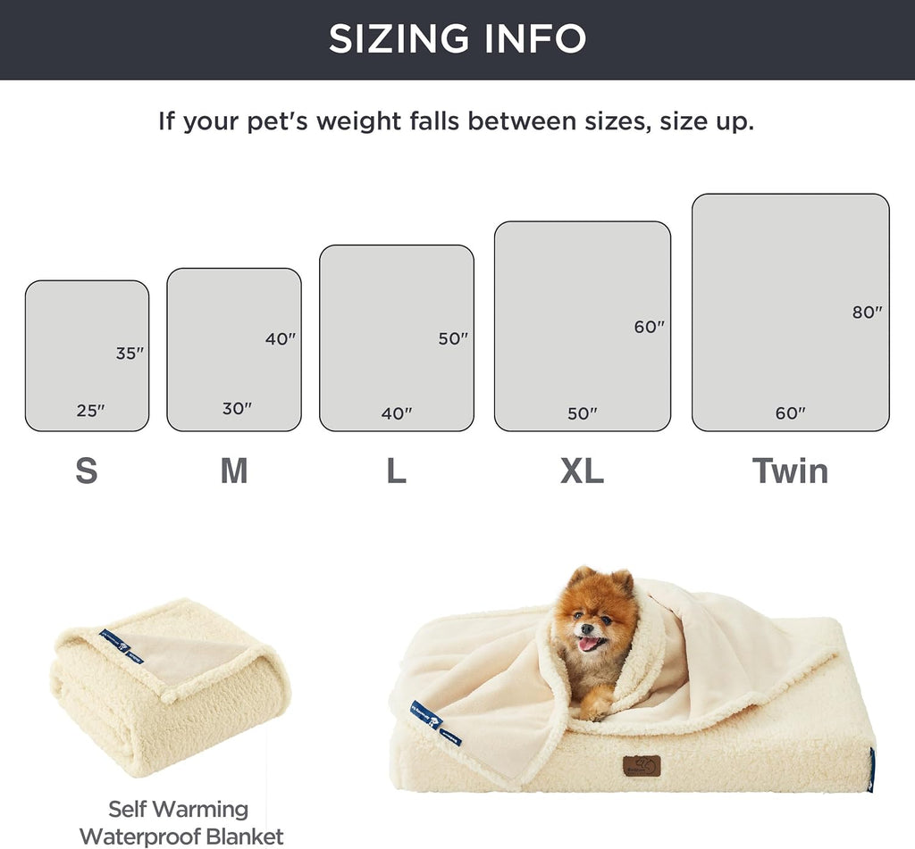 Bedsure Self Warming Dog Blankets for Small Dogs Waterproof - 25"X35" White
