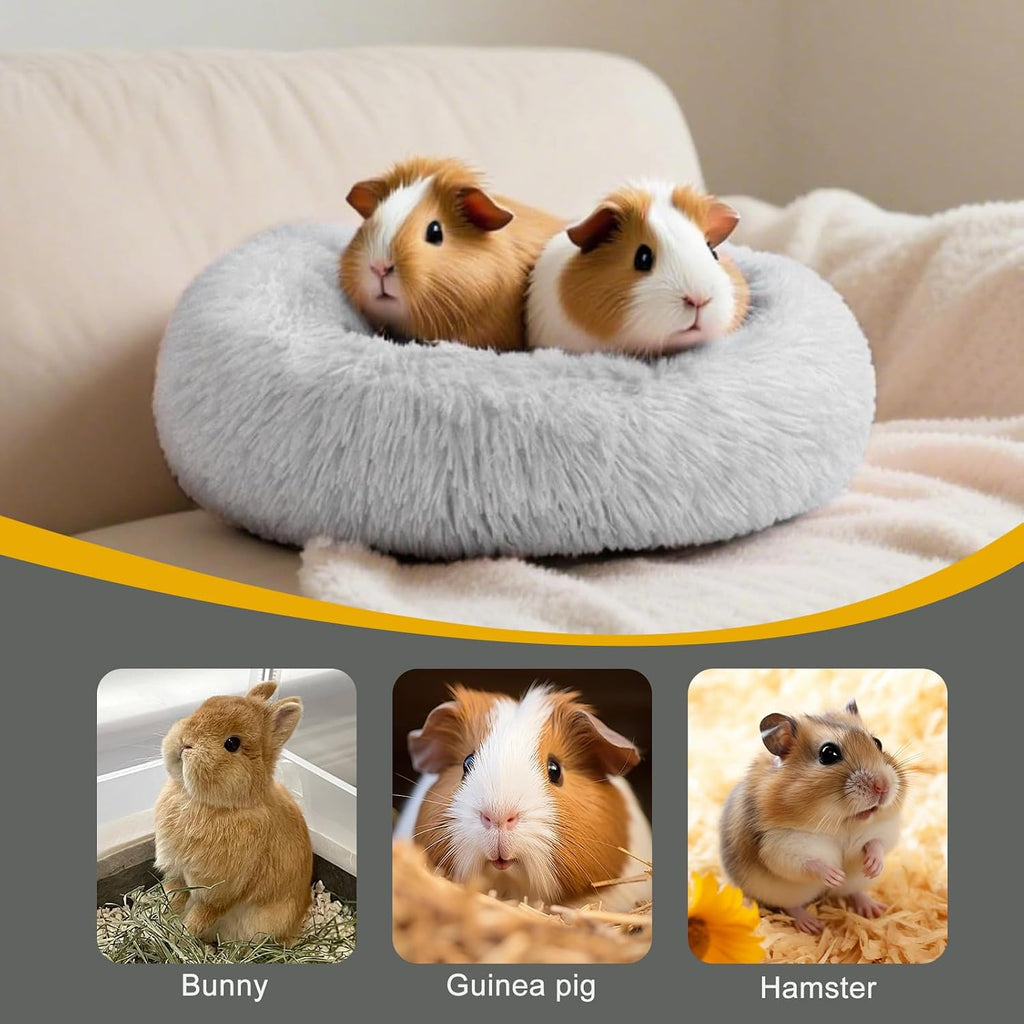 Bunny Rabbit Hideout Bed Small Animal Bedding Donut-Shaped Burrowing Pet Bed Soft and Warm Hideaway with Spandex and Fleece Bottoms Cozy Carrier, Cage Accessories