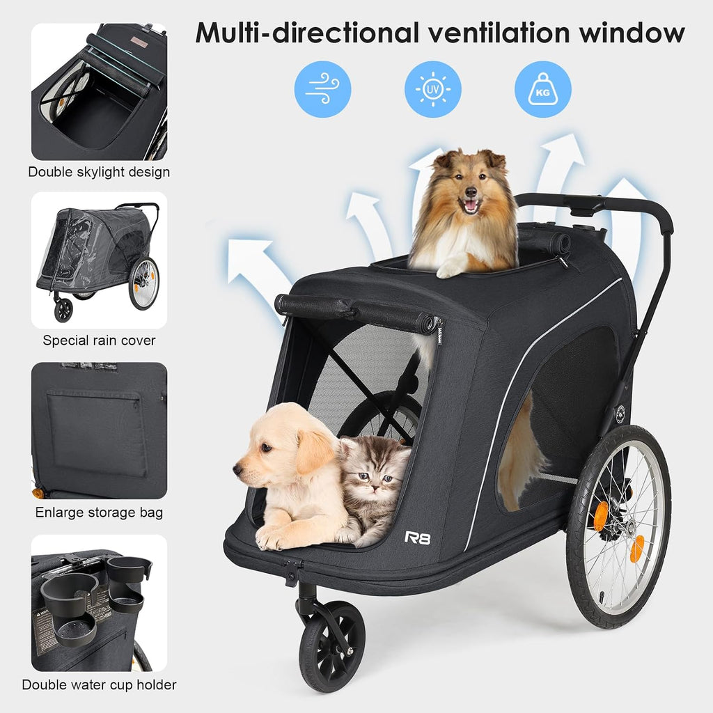 Beberoad Dog Stroller with Built-in Ramp for Large Dogs Up to 100 lbs