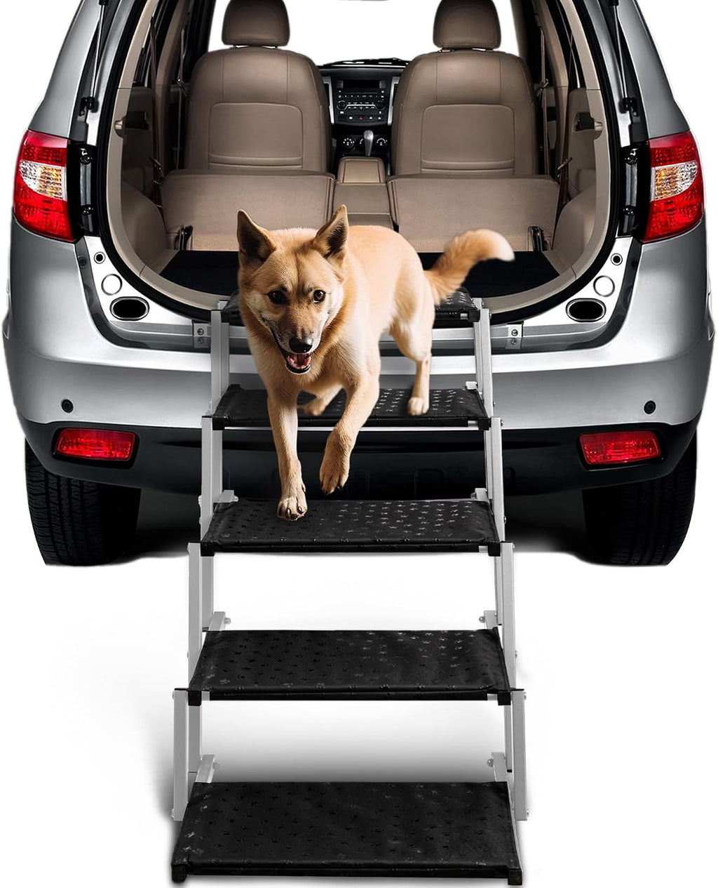 Foldable Dog Steps for Car SUV Truck - 5-Step Wide Stairs for Large Dogs