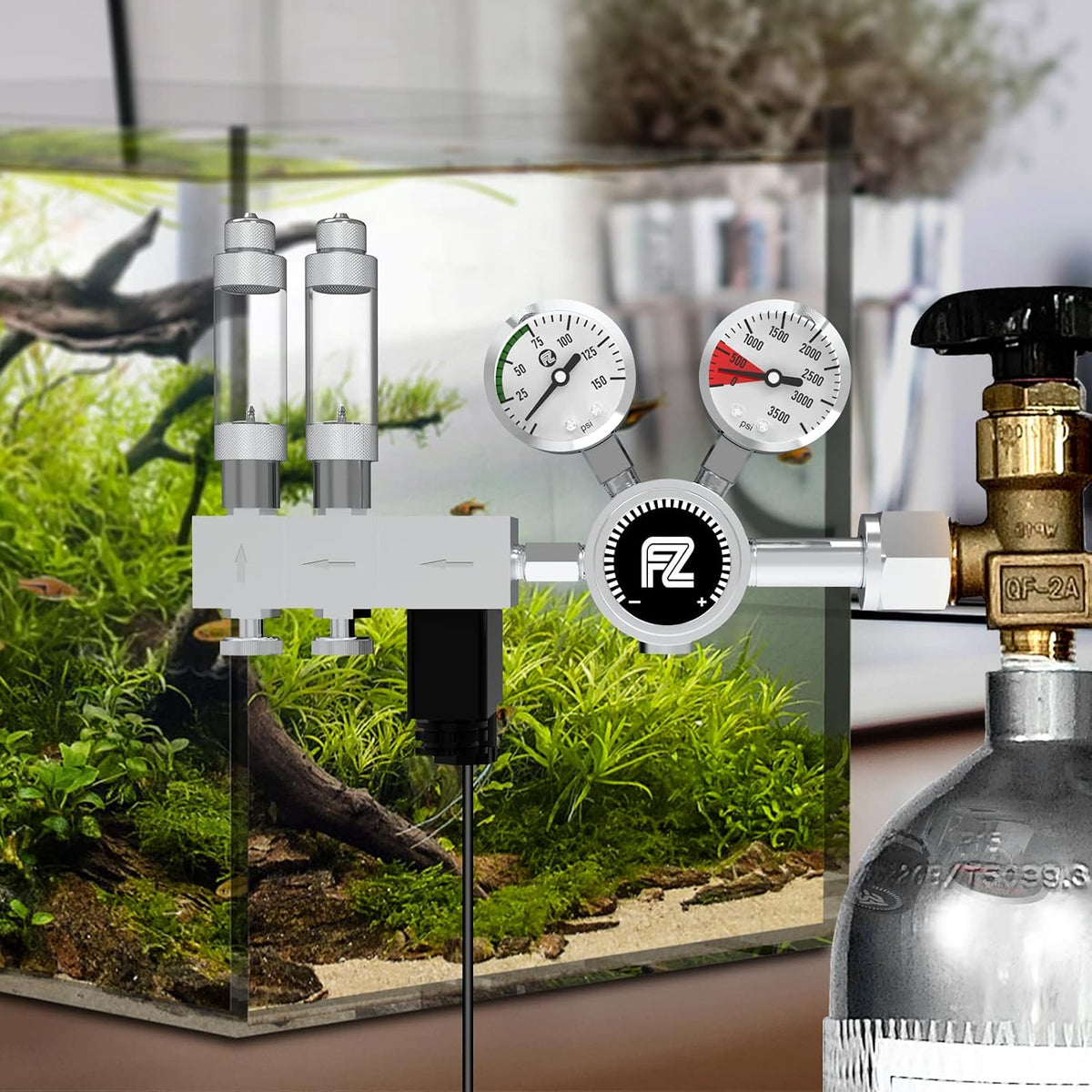 FZONE Pro Dual Stage Aquarium CO2 Regulator CGA320 for Aquarium Plant Tanks