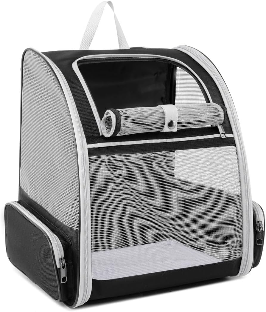 Cat Backpack Dog Backpack Carrier for Small Dogs and Medium Cat up to 15lbs, Travel Pet Carrier for Puppy Kitten Bunny, Cat Dog Carrying Backpack Collapsible (Black)