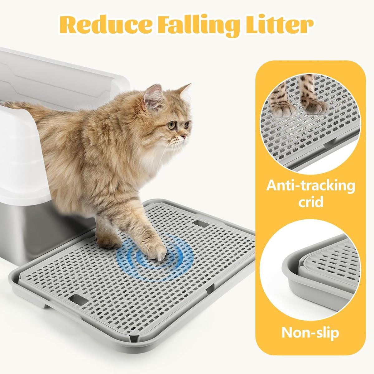 Cat Litter Box Step, Large Cat Step Ramp with Filter Function, Grey