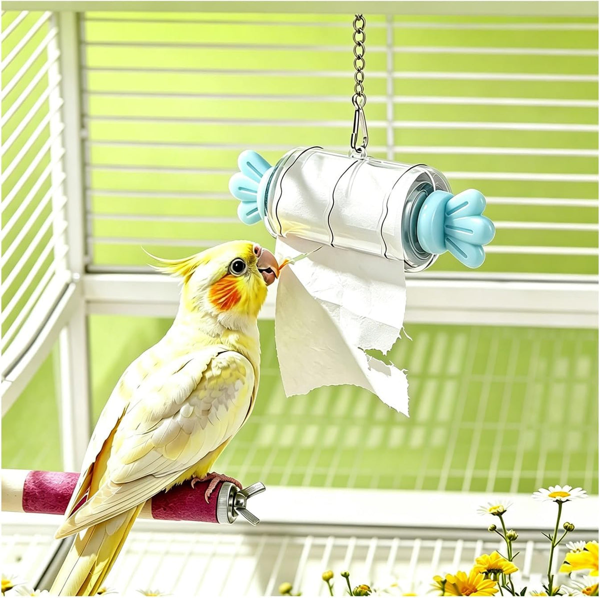 Bird Shredding Toy with Paper Roll for Cockatiels Conures Parakeets