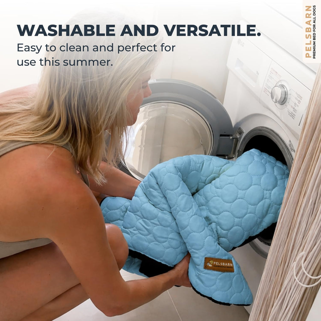 Pelsbarn Dog Cooling Mat, Ice Silk Self-Cooling Pad, Light Blue, M