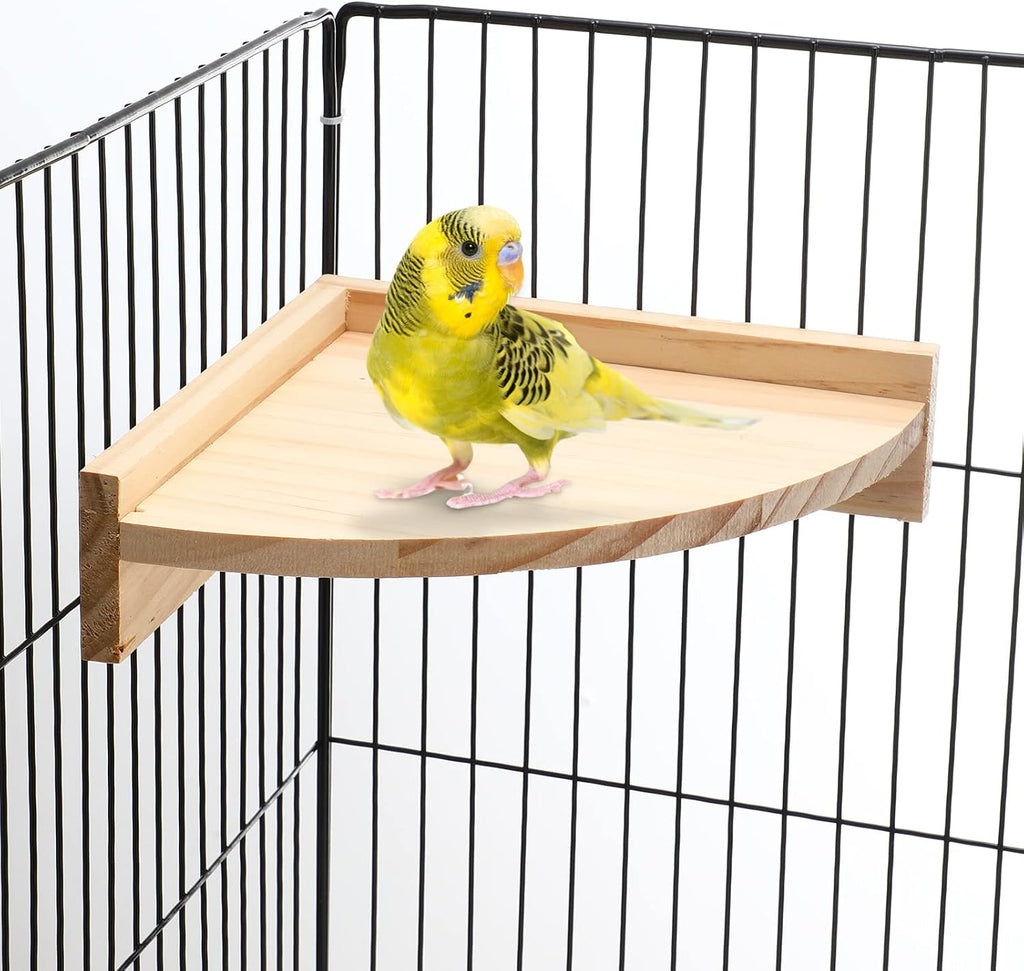 Wettarn 6 Pcs Bird Perch Platform Bird Corner Parrot Perch Corner Wooden Stand Sector Playground Cage Accessories Shelf for Parakeet Conure Cockatiel Budgie Gerbil Rat (7.1 x 7.1 Inch,Platform)