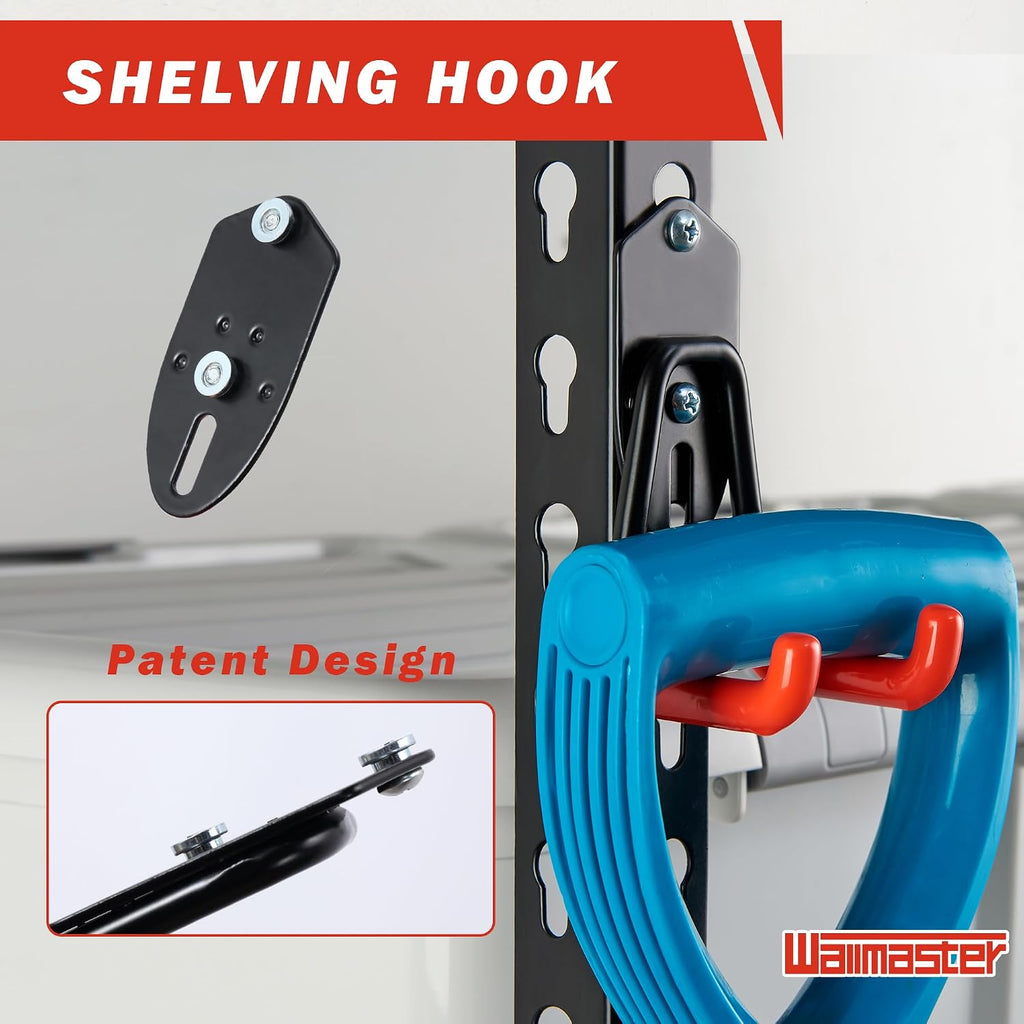 Wallmaster Garage Hooks Organizer Kit, 12 Pack Adjustable Shelving Hooks