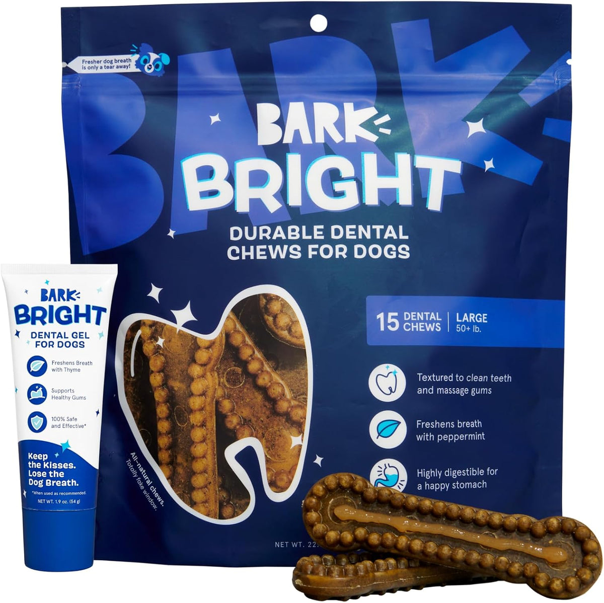 BarkBox Bright Durable Dental Care Kit - for Medium Breeds (25-50 lbs)