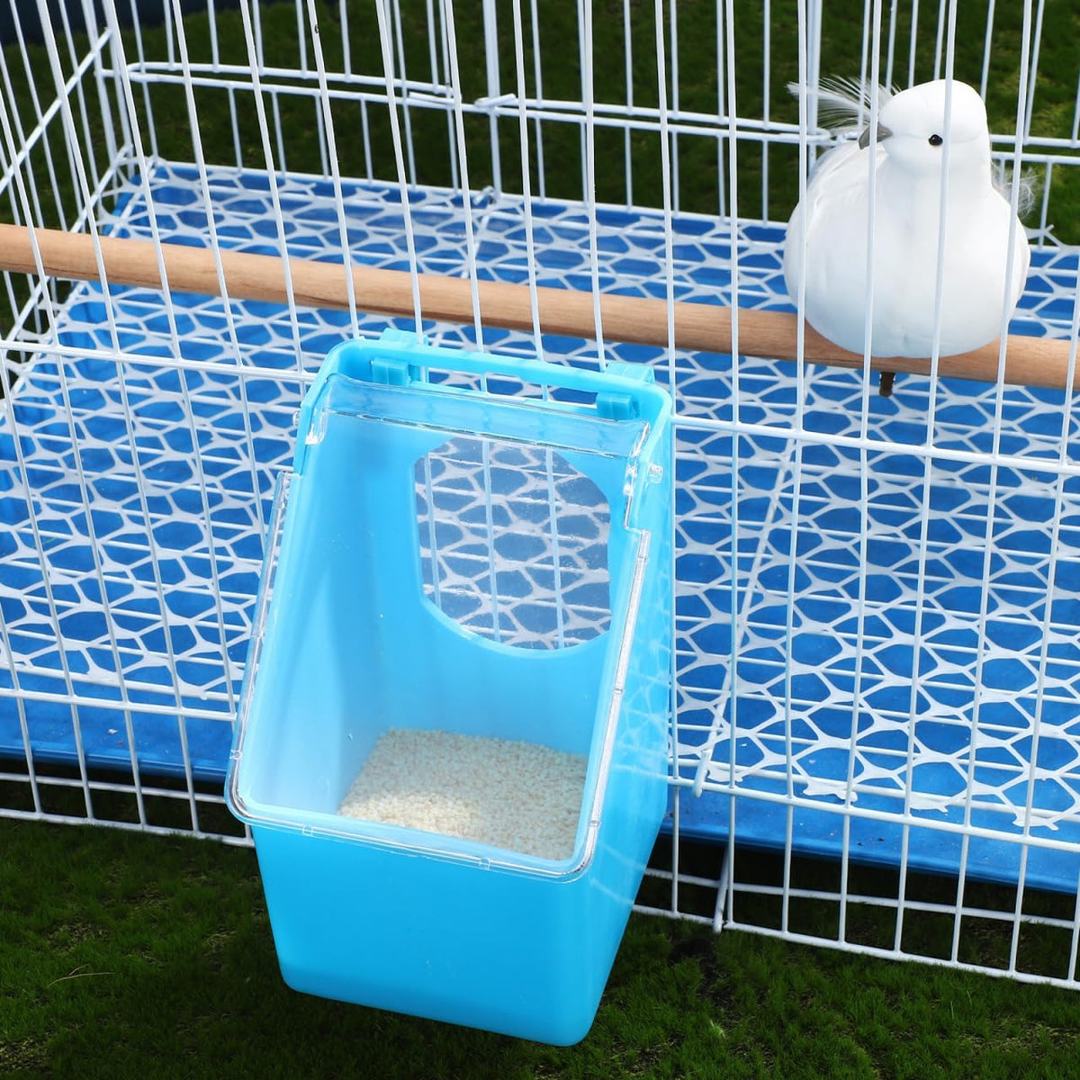 Kisangel 4pcs Pigeon Feeder Hanging Box Plastic Bird Cage Food Feeder for Pigeons Quail Cage Easy Install 5.51 X 3.54 X 3.14 in Holds Feed in