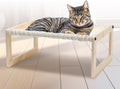 Elevated Cat Bed, Wooden Cat Hammock with Breathable Washable Cushion