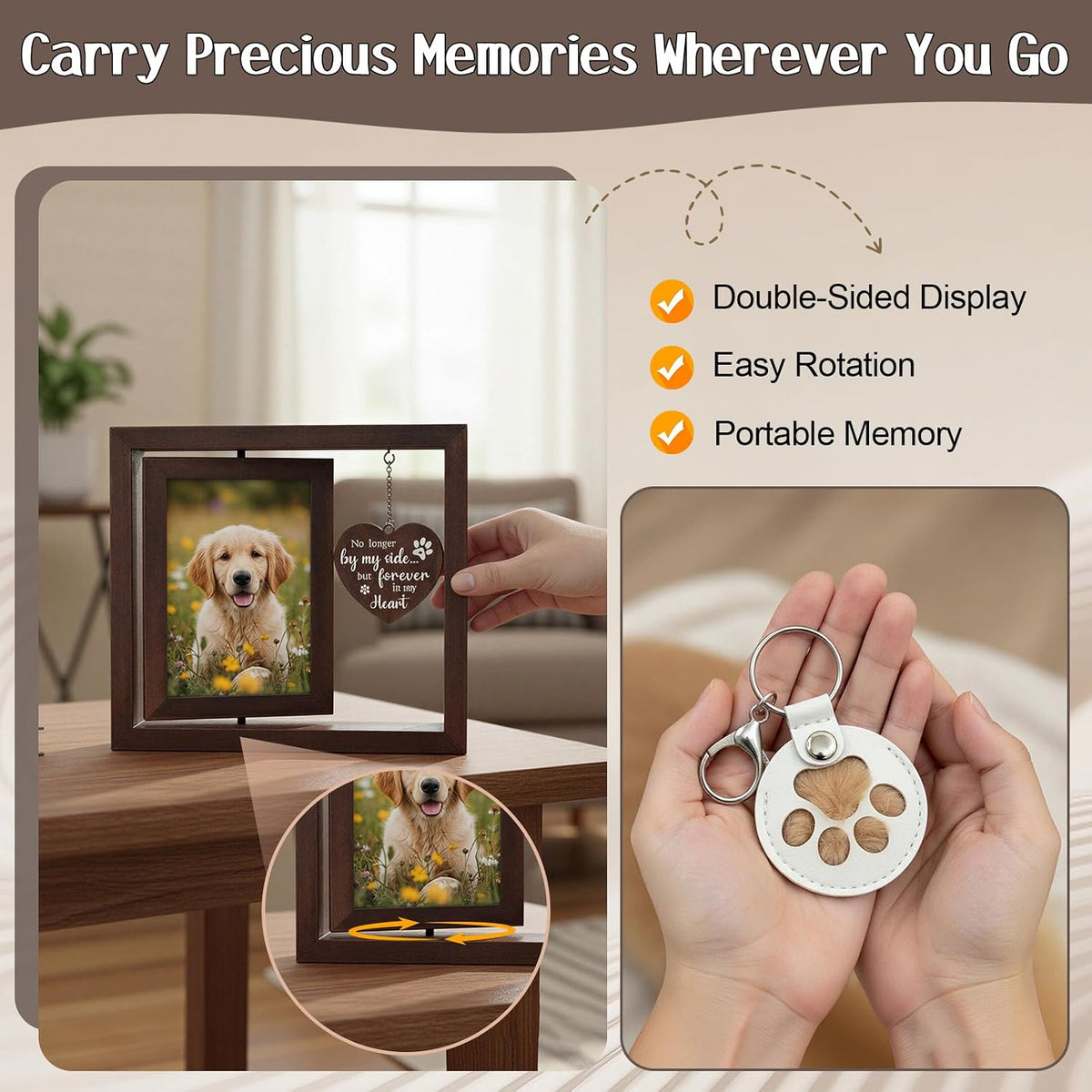 Dog Memorial Frame Set with Fur Keepsake Keychain