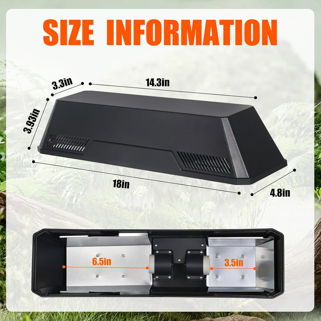 Dual Reptile Light Fixture with Separate Switches, 120W Max E26 Socket