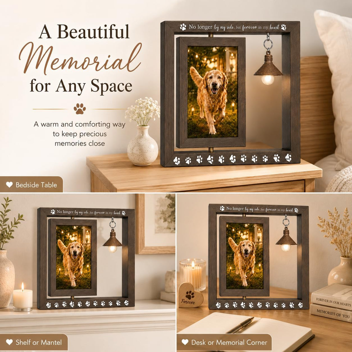 Dog Memorial Gifts for Loss of Dog, Dog Memorial Picture Frame with Light