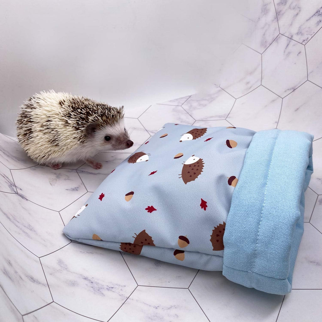 Handmade Cute Sleeping Bag Pouch Hideout Cave for Hedgehog Guinea Pig Hamster Rat Ferret Hamster Squirrel and Other Small Animal Beds (Blue)