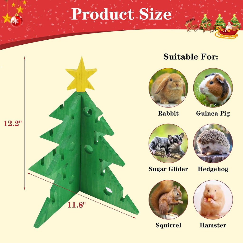 Rabbit Foraging Puzzle Toy - Christmas Tree Guinea Pig Bunny Hamster Vegetable Hay Feeder