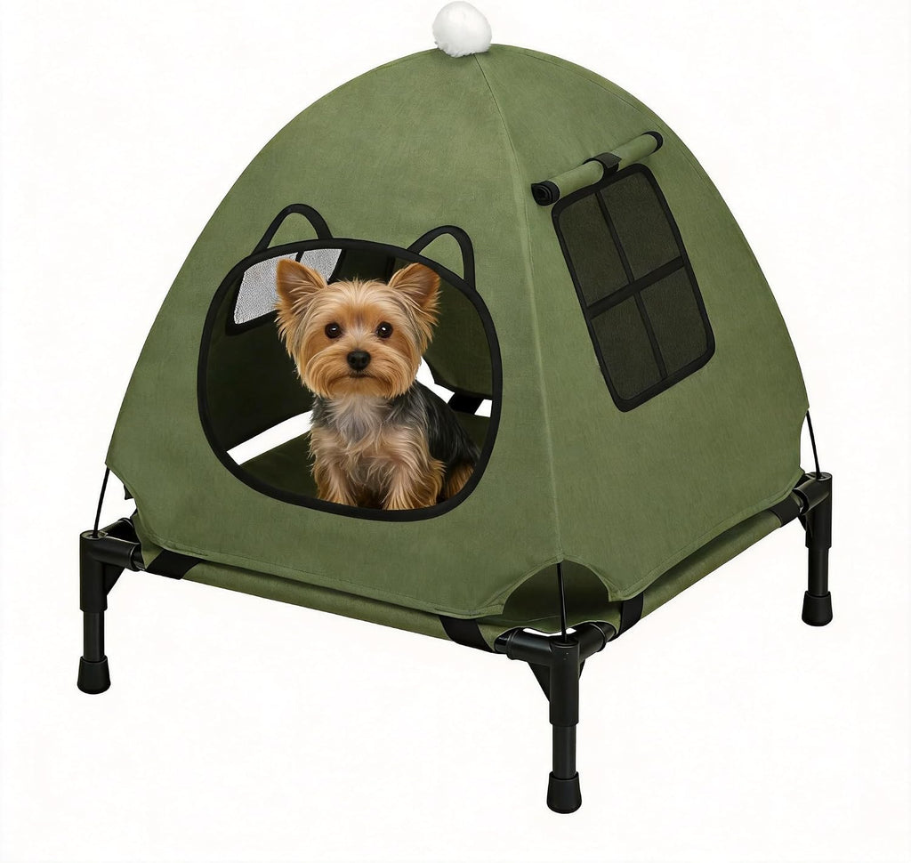 Elevated Pet Hammock Bed Tent House - Indoor/Outdoor, Quick Setup