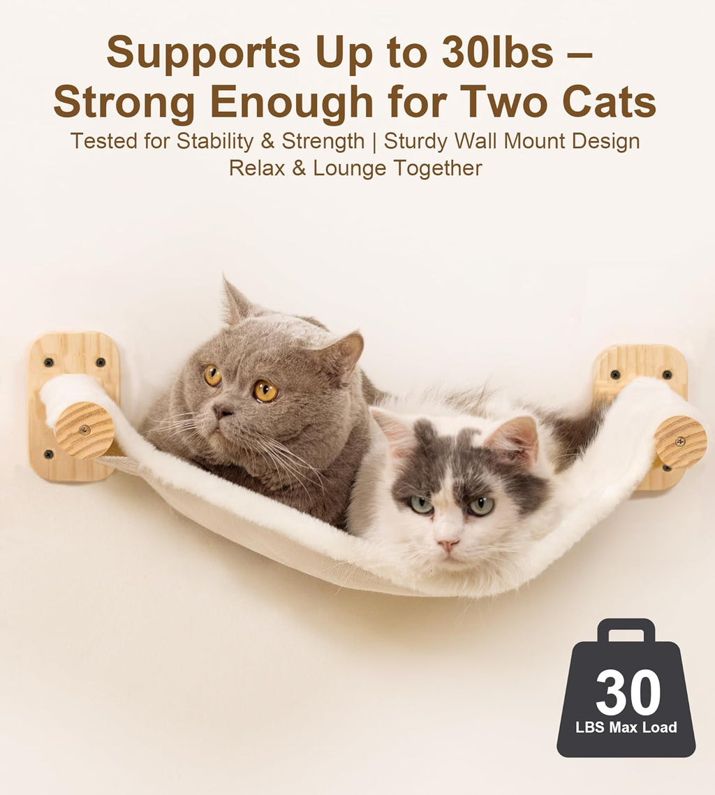Cat Wall Hammock, Wall Mounted Reversible Plush-Canvas Bed for All Seasons