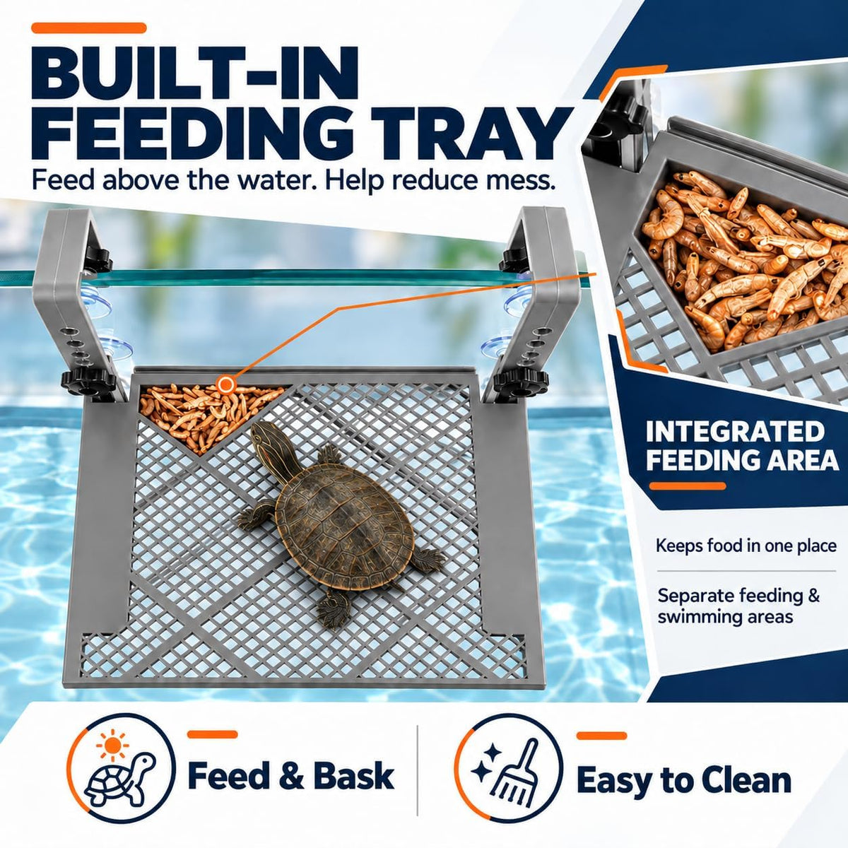 Hanging Turtle Basking Platform with Ramp, Turtle Tank Accessories