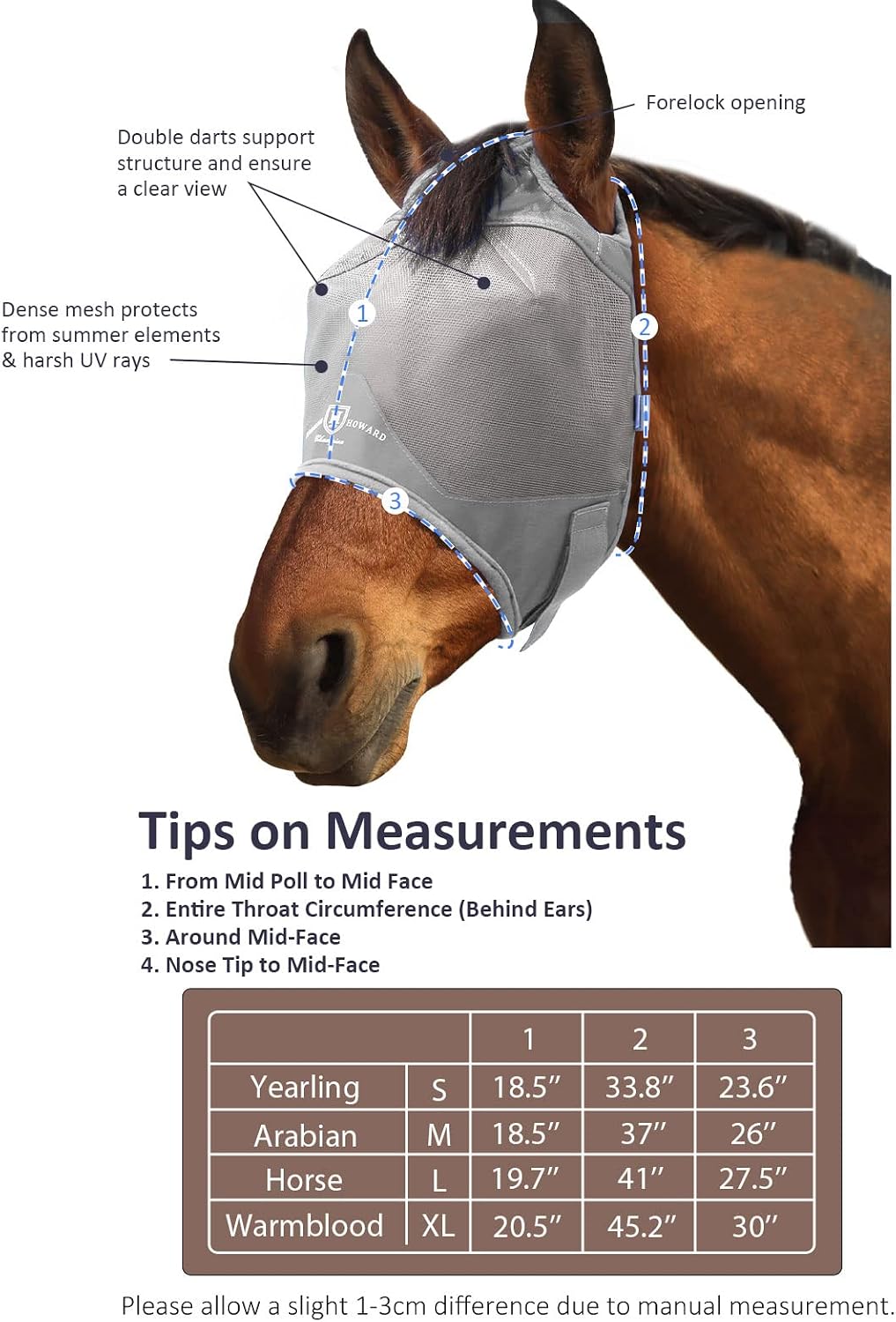 Harrison Howard Horse Fly Mask Standard Original Grey Horse Large