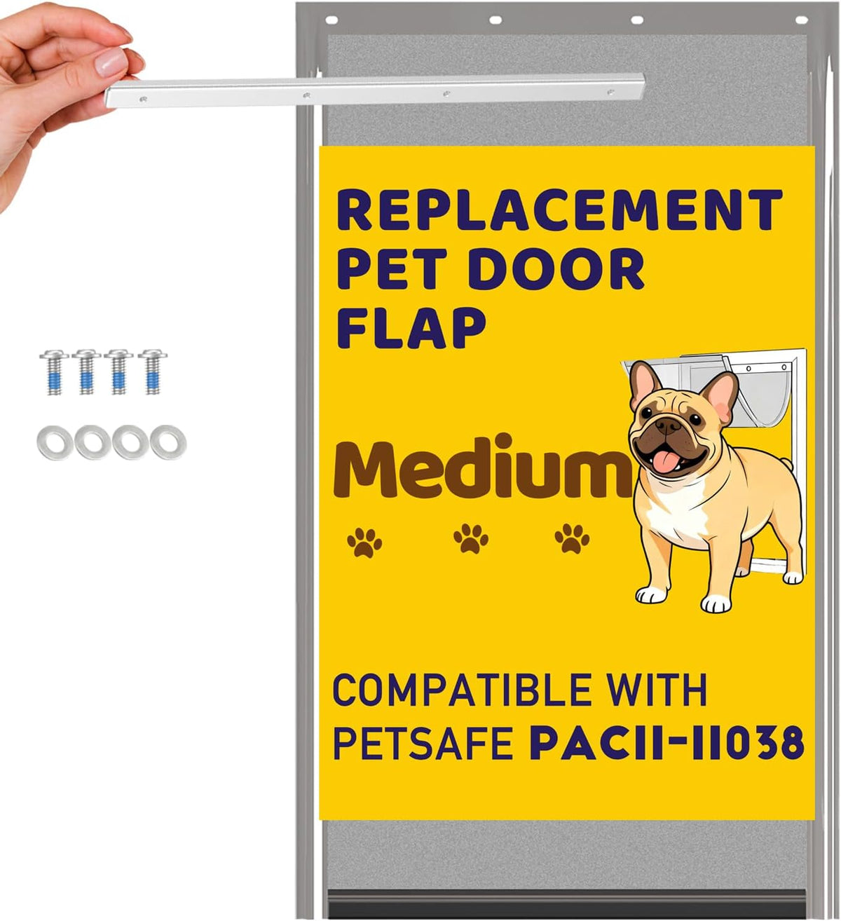 2Pack Pac11-11039 Large Dog Door Replacement Flaps with Bracket，Brown