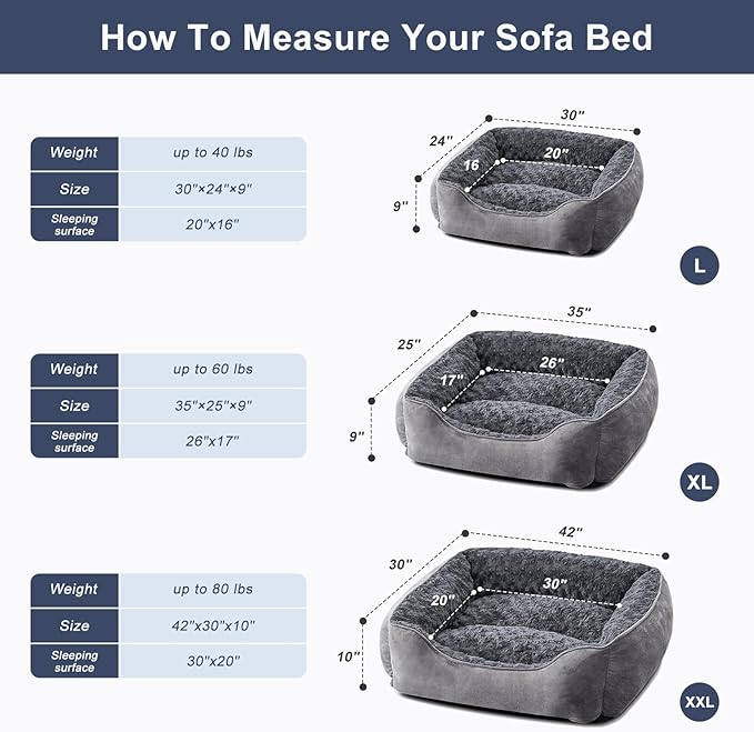 JOEJOY Rectangle Dog Bed for Large Medium Small Dogs - Image 5