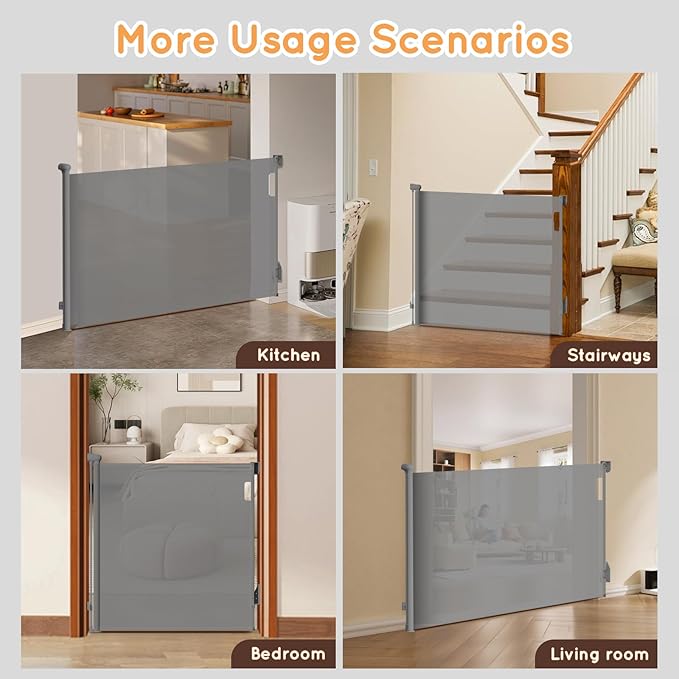 Retractable Baby Gate for Stairs, Automatic Tension, One-Hand Operation - Image 8