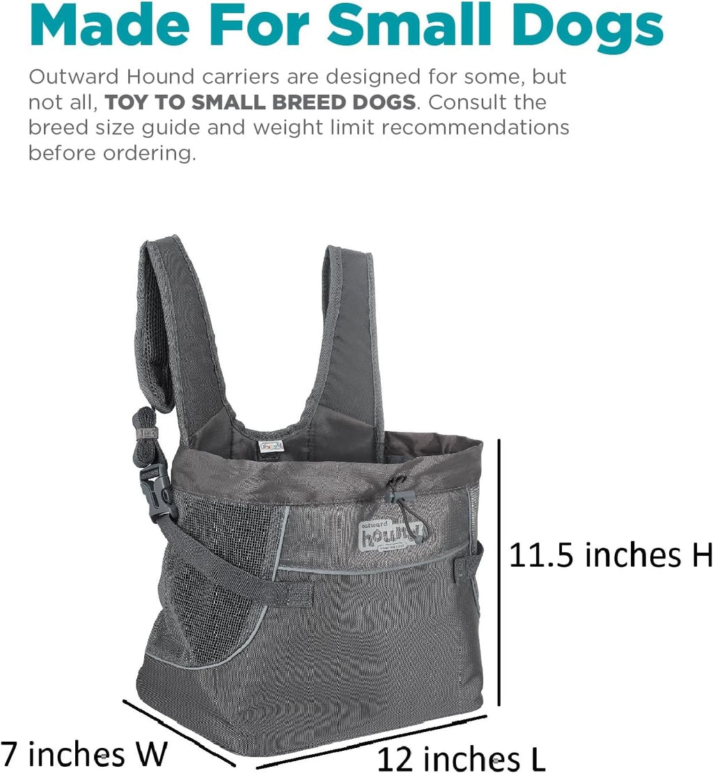 Outward Hound PupPak Dog Front Carrier, Gray, Small, 12" x 11.5" x 7.5"