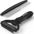 Docrok Pet Grooming Combo: Undercoat Rake, Dematting Deshedding Brush for Long-Haired Dogs and Cats, Black