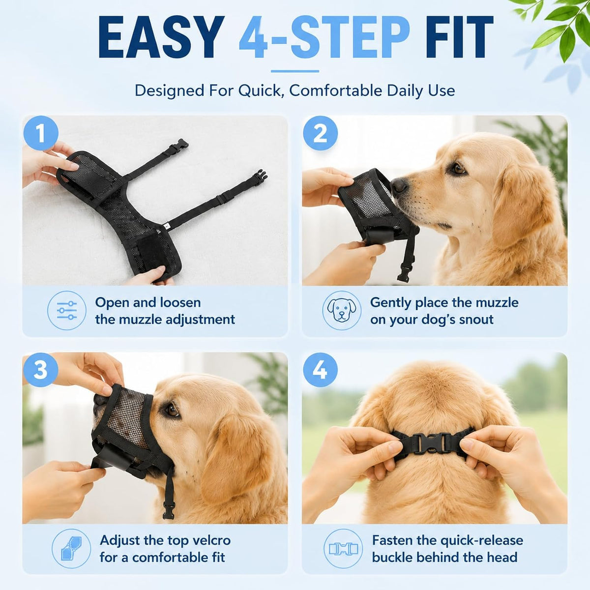 Dog Muzzle, Soft Air Mesh Muzzles for Large Sized Dogs, Breathable Dog Mussels for Scavenging Biting Licking & Barking, Adjustable Mouth Guard for Grooming, Allows Panting and Drinking (Black,L)