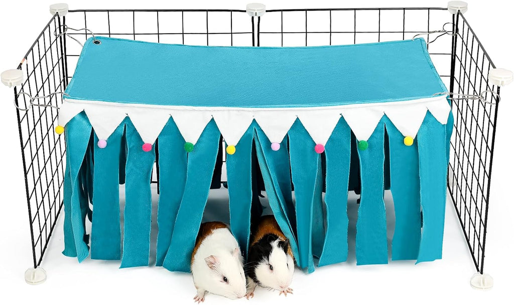 Guinea Pig Hideout - Guinea Pig Corner Hideout, Three-Sided Fringes, Triangle Top and Washable Hides, Suitable Hides for Rabbit and Other Small Pets, No Metal Fences, Green