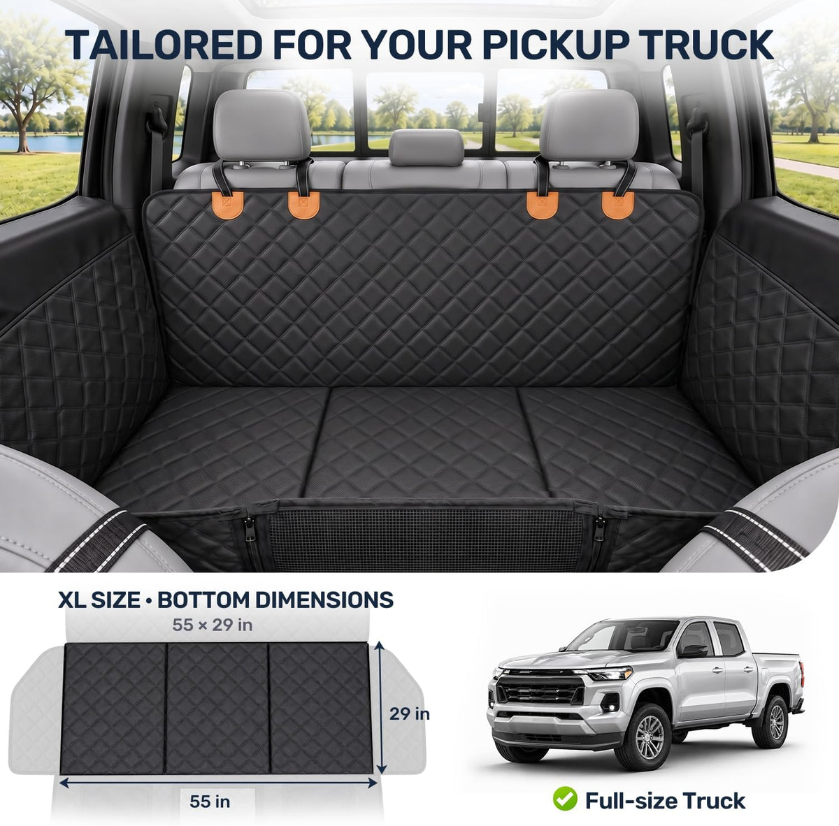 Zanch Pet Liner for Pickup Truck, Stable Hard Bottom Dog Cover