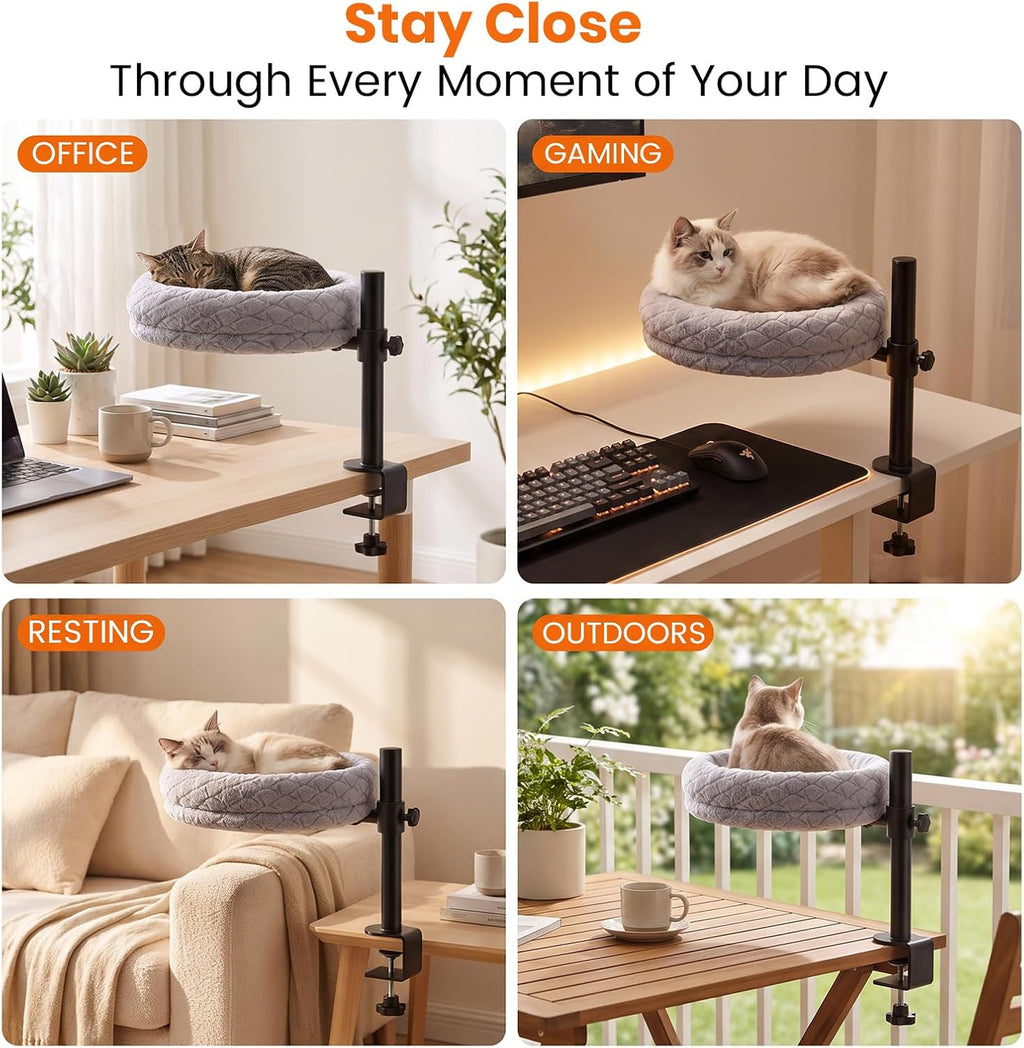 Cat Desk Bed 360° Rotating Cat Hammock Bed Holds Over 33Lbs Cats