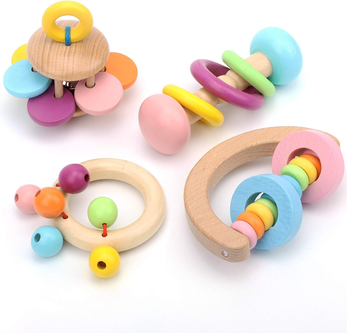 Large Bird Toys for Foot Parrot Handheld Interactive Toys, 4 Pack