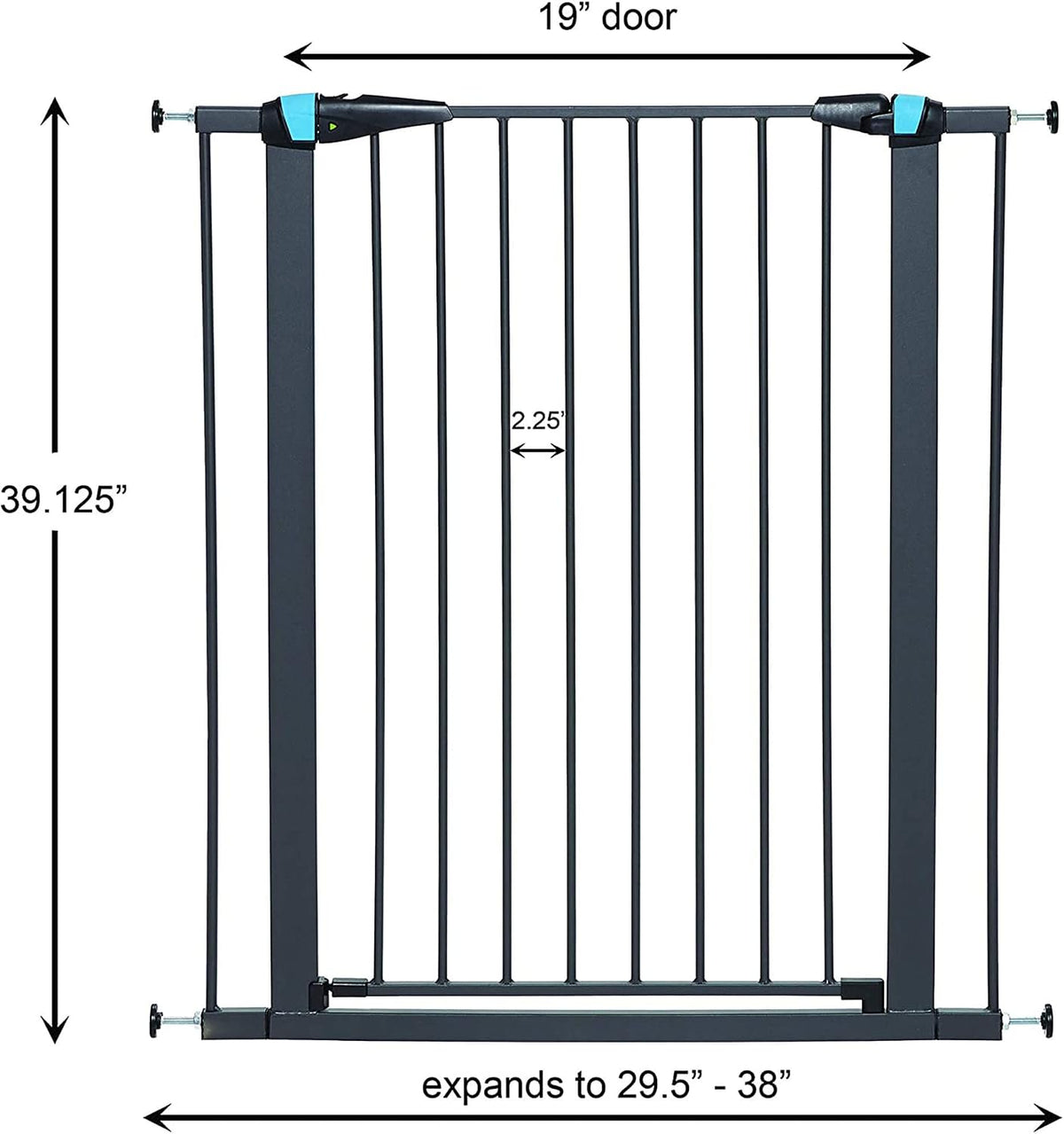 Midwest 39" Steel Dog Gate with Glow Strips, Graphite