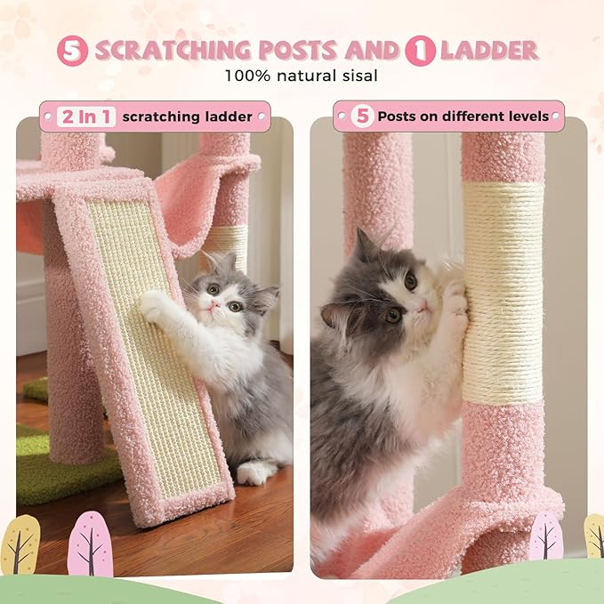 PAWZ Road Pink Cat Tree, Floor to Ceiling Cat Tower - Image 4